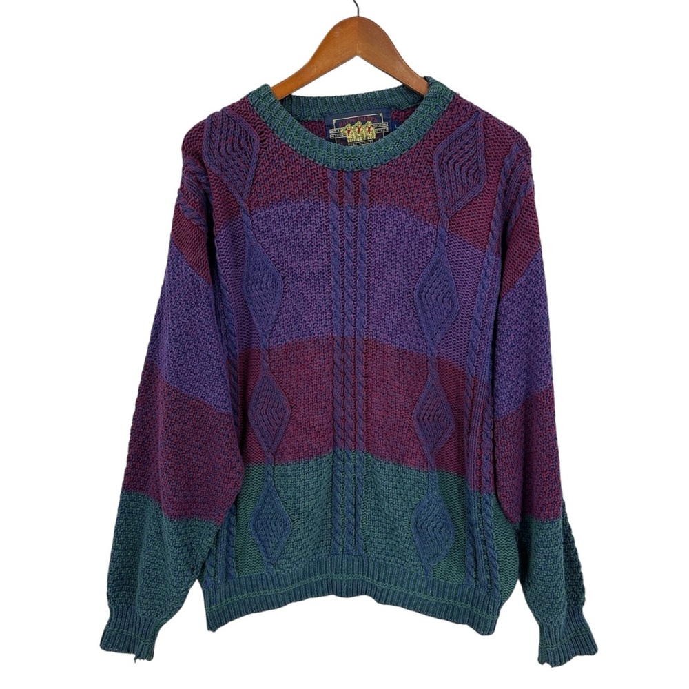 RALPH LAUREN Sweater Large Pullover Multi-Color Cotton USA